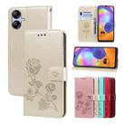 For Samsung Galaxy A05 Rose Embossed Flip PU Leather Phone Case(Gold) - 1