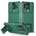 For Motorola G Pure Stereoscopic Holder Sliding Camshield Phone Case(Green) - 1