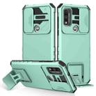 For Motorola G Pure Stereoscopic Holder Sliding Camshield Phone Case(Light Green) - 1