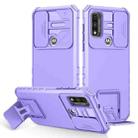 For Motorola G Pure Stereoscopic Holder Sliding Camshield Phone Case(Purple) - 1