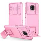 For Motorola Moto G Power 2021 Stereoscopic Holder Sliding Camshield Phone Case(Pink) - 1