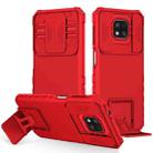 For Motorola Moto G Power 2021 Stereoscopic Holder Sliding Camshield Phone Case(Red) - 1