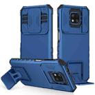 For Motorola Moto G Power 2021 Stereoscopic Holder Sliding Camshield Phone Case(Blue) - 1