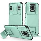 For Motorola Moto G Power 2021 Stereoscopic Holder Sliding Camshield Phone Case(Light Green) - 1