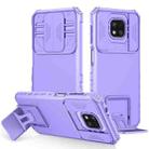 For Motorola Moto G Power 2021 Stereoscopic Holder Sliding Camshield Phone Case(Purple) - 1