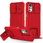 For Motorola Moto G22 / E32 Stereoscopic Holder Sliding Camshield Phone Case(Red) - 1