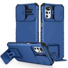 For Motorola Moto G22 / E32 Stereoscopic Holder Sliding Camshield Phone Case(Blue) - 1