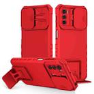 For Motorola Moto G42 Stereoscopic Holder Sliding Camshield Phone Case(Red) - 1