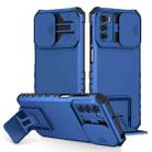 For Motorola Moto G42 Stereoscopic Holder Sliding Camshield Phone Case(Blue) - 1