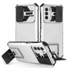 For Motorola Moto G52 Stereoscopic Holder Sliding Camshield Phone Case(White) - 1
