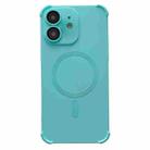 For iPhone 12 Four Corner Shockproof Skin Feel MagSafe Magnetic Phone Case(Cyan Blue) - 1