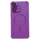 For iPhone 12 Four Corner Shockproof Skin Feel MagSafe Magnetic Phone Case(Purple) - 1