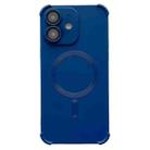 For iPhone 12 Four-corner Shockproof Skin Feel MagSafe Magnetic Phone Case(Dark Blue) - 1