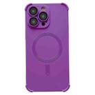 For iPhone 12 Pro Max Four Corner Shockproof Skin Feel MagSafe Magnetic Phone Case(Purple) - 1