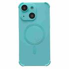 For iPhone 13 Four Corner Shockproof Skin Feel MagSafe Magnetic Phone Case(Cyan Blue) - 1