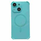 For iPhone 14 Plus Four Corner Shockproof Skin Feel MagSafe Magnetic Phone Case(Cyan Blue) - 1