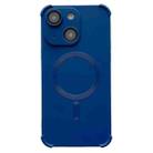 For iPhone 14 Plus Four-corner Shockproof Skin Feel MagSafe Magnetic Phone Case(Dark Blue) - 1