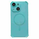 For iPhone 15 Four-corner Shockproof Skin Feel MagSafe Magnetic Phone Case(Cyan Blue) - 1