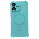 For iPhone 16 Plus Four Corner Shockproof Skin Feel MagSafe Magnetic Phone Case(Cyan Blue) - 1