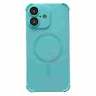 For iPhone 16 Four Corner Shockproof Skin Feel MagSafe Magnetic Phone Case(Cyan Blue) - 1