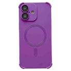 For iPhone 16 Four Corner Shockproof Skin Feel MagSafe Magnetic Phone Case(Purple) - 1