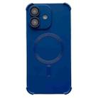 For iPhone 16 Four Corner Shockproof Skin Feel MagSafe Magnetic Phone Case(Dark Blue) - 1