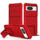 For Google Pixel 8 Stereoscopic Holder Sliding Camshield Phone Case(Red) - 1