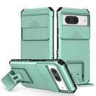 For Google Pixel 8 Stereoscopic Holder Sliding Camshield Phone Case(Light Green) - 1