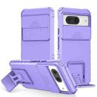 For Google Pixel 8 Stereoscopic Holder Sliding Camshield Phone Case(Purple) - 1