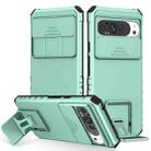 For Google Pixel 9 Pro XL Stereoscopic Holder Sliding Camshield Phone Case(Light Green) - 1