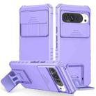 For Google Pixel 9 Pro XL Stereoscopic Holder Sliding Camshield Phone Case(Purple) - 1