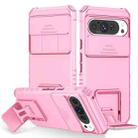 For Google Pixel 9 Pro Stereoscopic Holder Sliding Camshield Phone Case(Pink) - 1