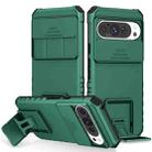 For Google Pixel 9 Pro Stereoscopic Holder Sliding Camshield Phone Case(Green) - 1