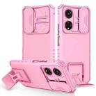 For Honor X7 Stereoscopic Holder Sliding Camshield Phone Case(Pink) - 1