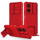 For Honor X7 Stereoscopic Holder Sliding Camshield Phone Case(Red) - 1