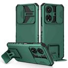 For Honor X7 Stereoscopic Holder Sliding Camshield Phone Case(Green) - 1