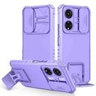 For Honor X7 Stereoscopic Holder Sliding Camshield Phone Case(Purple) - 1