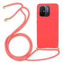 For Xiaomi Redmi 12C Wheat Straw Material + TPU Phone Case with Lanyard(Red) - 1