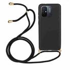 For Xiaomi Redmi 12C Wheat Straw Material + TPU Phone Case with Lanyard(Black) - 1