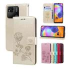For Xiaomi Redmi 10A 4G Rose Embossed Flip PU Leather Phone Case(Gold) - 1
