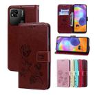 For Xiaomi Redmi 10A 4G Rose Embossed Flip PU Leather Phone Case(Brown) - 1