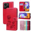 For Xiaomi Redmi 10A 4G Rose Embossed Flip PU Leather Phone Case(Red) - 1