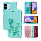 For Xiaomi Redmi A1/A2 Rose Embossed Flip PU Leather Phone Case(Green) - 1