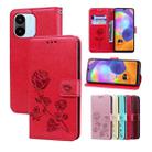 For Xiaomi Redmi A1/A2 Rose Embossed Flip PU Leather Phone Case(Red) - 1