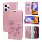 For Xiaomi Redmi Note 12 5G Global/Poco X5 Rose Embossed Flip PU Leather Phone Case(Rose Gold) - 1