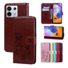 For Xiaomi Redmi Note 13 4G Rose Embossed Flip PU Leather Phone Case(Brown) - 1