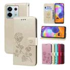 For Xiaomi Redmi Note 13 5G Rose Embossed Flip PU Leather Phone Case(Gold) - 1