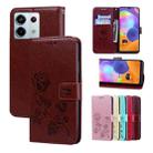 For Xiaomi Redmi Note 13 5G Rose Embossed Flip PU Leather Phone Case(Brown) - 1