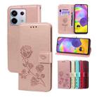 For Xiaomi Redmi Note 13 5G Rose Embossed Flip PU Leather Phone Case(Rose Gold) - 1