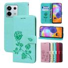 For Xiaomi Redmi Note 13 Pro 5G / Poco X6 Rose Embossed Flip PU Leather Phone Case(Green) - 1